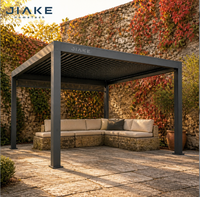Jiake 6063-T5 Aluminium-Pergola mit Motorisiertem Lamellendach für Umzäunten Innenhof Garten Terrasse Außenbereich Pavillon