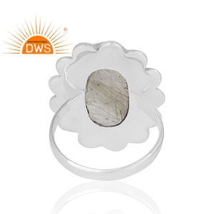 Anillo de Piedra Preciosa de Rutilo Dorado, Anillo Grueso de Plata de Ley Maciza de Diseño Antiguo, Fabricante de Joyería, Colección Clásica - Product Image 4