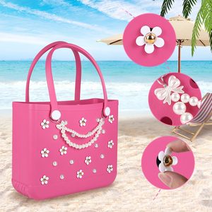Dijes para bolso Bogg Flores decorativas Perlas y juego de cadenas para bolso de mano de goma para bolsos de playa simplemente sureños Decoración ostentosa - Product Image 2