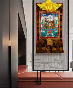 Thangka original traditionnel peint à la main, 12 couleurs, pigments minéraux, Lotus Master Heart, peintures décoratives sur toile, Zhan Bala - Product Image 3