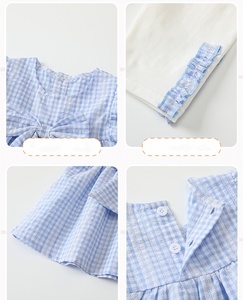 All'ingrosso tuta da bambina estiva senza maniche per <span class=keywords><strong>bambini</strong></span> pantaloni con fiocco a quadri Set 2 pezzi di abbigliamento moda per <span class=keywords><strong>bambini</strong></span> - Product Image 5