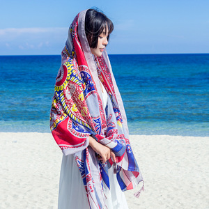 Conjunto de Chal grande de playa de moda de bufanda de verano duradera de poliéster de estilo nacional de gran tamaño - Product Image 5