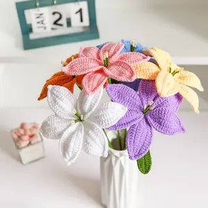 Großhandel Heim Hochzeit Dekoration handgemachte Blume Häkeln Bouquet Calla Lily künstliche Blumen