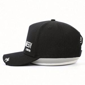 Best Selling Products 5 Panel Adult Men Structured 100 % Cotton Black Distressed 3D Embroidered Baseball <b>Hat</b> - Product Image 3