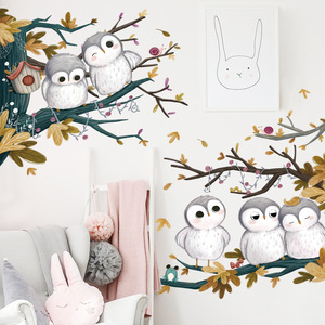 Autocollants muraux en PVC amovibles et auto-adhésifs, motif hibou sur branche et hibou docteur, pour salon, chambre à coucher, décoration de la maison - Product Image 2