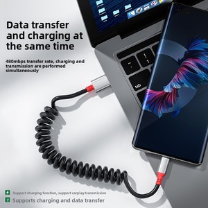 <span class=keywords><strong>C</strong></span>âble USB <span class=keywords><strong>C</strong></span> vers <span class=keywords><strong>C</strong></span> rétractable à ressort, PD 100W, charge rapide 90 °   <span class=keywords><strong>C</strong></span>âble coudé pour voiture, moto, CarPlay, logo/couleur/longueur personnalisés - Product Image 3