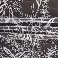 Tissu en dentelle à paillettes blanches, 100% polyester, broderie artisanale pour robes de mariée