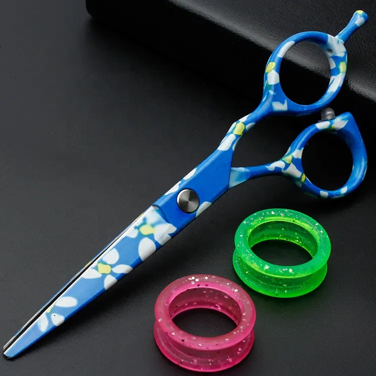 HW-M19 Good Look Printing Barber Hair Scissors mit Adjusting Screw/Hook & Rings
