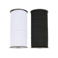 Offre Spéciale : Bandes Élastiques Plates Tissées en Polyester/Latex Rayées 5mm, Blanches ou Noires, Rouleau de 100 Yards