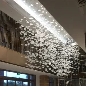 Benutzer definierte Kronleuchter Restaurant Glasmalerei Schmetterling Lampe moderne weiße Kronleuchter Pendel leuchten für zu Hause