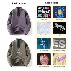 Sudadera OEM personalizada de forro polar deportivo con bloques de color y patchwork, para hombre, con media cremallera, cuello redondo, estampado 3D, 100% algodón, corte regular, primavera - Product Image 4