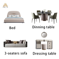 Ensembles de meubles de chambre à coucher de luxe italiens, dernier design, lit double moderne, lit king size en cuir véritable pour maison, appartement