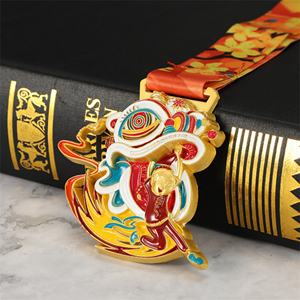 Diseña tu propia medalla personalizada de aleación de zinc, medalla de metal en oro, plata y bronce, medalla deportiva para maratón con cinta. - Product Image 3