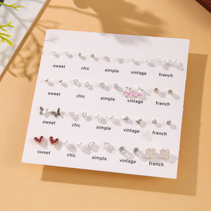 <b>Sweet</b> Chic Stud Earrings Set 20 Pairs White Pearl Heart Butterfly <b>Flower</b> For Women Gift Fashion Jewelry - Product Image 3