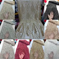 Tissu en dentelle perlée de Dubaï, 8 couleurs disponibles, tulle brodé français, respirant, résistant aux plis, poids moyen, pour femmes