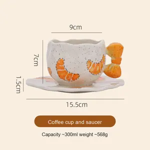 Mug en céramique à motif <span class=keywords><strong>de</strong></span> bretzels et <span class=keywords><strong>de</strong></span> croissants <span class=keywords><strong>avec</strong></span> poignée unique, <span class=keywords><strong>tasse</strong></span> à <span class=keywords><strong>café</strong></span> en céramique mouchetée pour le petit-déjeuner à la maison et le thé <span class=keywords><strong>de</strong></span> l'après-midi - Product Image 6