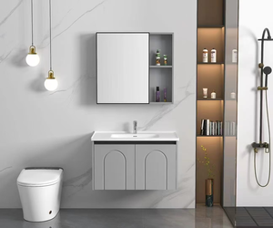 Mueble <span class=keywords><strong>de</strong></span> Baño Moderno <span class=keywords><strong>con</strong></span> Espejo LED <span class=keywords><strong>de</strong></span> PVC, Mueble <span class=keywords><strong>de</strong></span> <span class=keywords><strong>Pared</strong></span> <span class=keywords><strong>con</strong></span> Desagüe y Lavabo <span class=keywords><strong>de</strong></span> Acero Inoxidable para Uso en Baños <span class=keywords><strong>de</strong></span> Hotel - Product Image 5