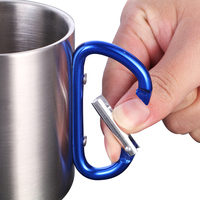 200ml 300ml 400ml camping en plein air voyage portable mousqueton tasse en acier inoxydable 304 tasse à café avec poignée