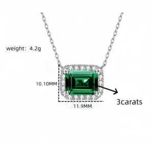 Collar <span class=keywords><strong>de</strong></span> Plata S925 con Circonita Cúbica para Mujer, Corte Esmeralda, Cadena <span class=keywords><strong>de</strong></span> Clavícula con Corte <span class=keywords><strong>de</strong></span> Diamante Completo, Conjunto <span class=keywords><strong>de</strong></span> Joyería Fina al por Mayor - Product Image 5
