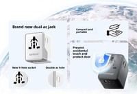 Adaptor Universal Desain All-In-One Pengisian Cepat 20W untuk Perangkat dengan 2 Port USB-A dan 3 Port USB-C Soket 2AC untuk Ponsel