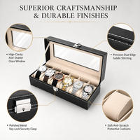 Boîte d'emballage pour montres en cuir PU beige et velours, multi-compartiments (6, 10, 12, 24 emplacements), personnalisable OEM, vente en gros