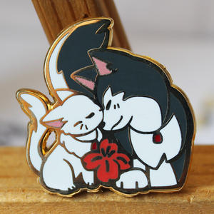 <span class=keywords><strong>Prix</strong></span> usine personnalisé mignon dessin animé Animal <span class=keywords><strong>chien</strong></span> chat épinglette populaire Couple amoureux conception plaqué or émail dur broches broches - Product Image 1