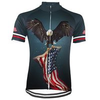 Maillot de cyclisme pour homme, design graphique drapeau américain, manches courtes, avec 3 poches arrière, pour VTT, vélo de route, sport