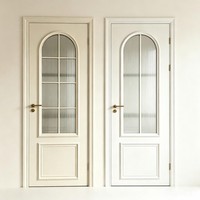 Porte battante en bois de style moderne pour villa, avec panneau de verre cannelé ovale, pour usage résidentiel