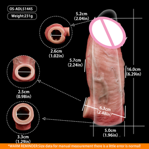 ปลอกอวัยวะเพศชายแบบสมจริงขนาด 5.2 ซม. พร้อมห่วงกันหลุด ทำจากซิลิโคนแบบกลวง ใช้ซ้ำได้ ช่วยชะลอการหลั่ง เพิ่มขนาดอวัยวะเพศชาย - Product Image 6