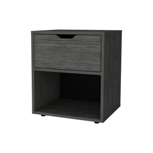 Elliott Nightstand Light Gray <b>Drawer</b> Open Shelf Bedside <b>Storage</b> - Product Image 4