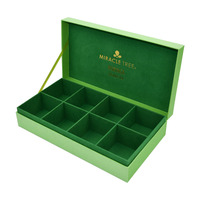 Boîte cadeau rigide verte personnalisée, boîte en carton rigide de luxe avec plateau intérieur, ensemble cadeau pour thé/aliments/cosmétiques, laminage mat, dorure à chaud