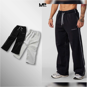 Joggers de gimnasio de pierna ancha de cintura media Unisex de alta calidad 100% algodón Pantalones deportivos de estilo callejero para hombres-Servicio OEM hecho transpirable - Product Image 5