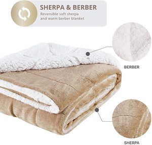 Home Textile China Custom Logo Soft Warm Thick <strong>Throw</strong> Flannel Sherpa Blanket Winter Blankets <strong>for</strong> <strong>Double</strong> <strong>Bed</strong> - Product Image 4