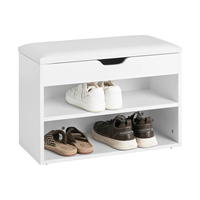 Couloir Entrée Entrée Blanc Bois Massif MDF Armoire À Chaussures En Bois Étagère Meubles En Bois Moderne Tiroirs De Rangement Banc Miroir