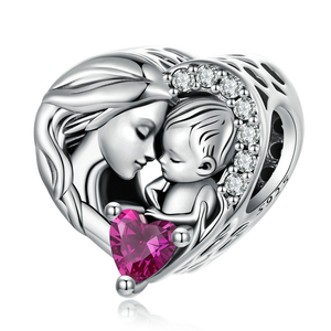 Serie familiar, abalorio de Plata de Ley 925 para hermana y madre, compatible con pulsera Original, accesorios de joyería DIY, cuentas de corazón - Product Image 1