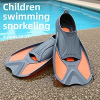 Palmes courtes professionnelles en caoutchouc thermoplastique pour enfants, tailles 30-37, avec système de fixation au talon et poches antidérapantes pour les pieds
