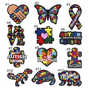 Cuidado Síndrome de Asperger autismo bordado simbólico fieltro hierro-en autismo <span class=keywords><strong>ASD</strong></span> parches para mochilas escolares y ropa - Product Image 2
