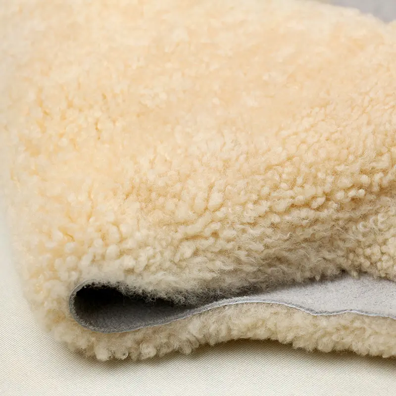 Nuova Zelanda vera pelle di pecora abbronzata beige super morbido tessuto di shearling