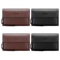 Tas Tangan Pria dengan Kunci Sandi Anti Maling, Tas Bisnis Fashion Pria, Tas Kulit PU Kasual Kapasitas Besar, Dompet Panjang