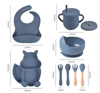 Ensemble d'alimentation pour bébé en silicone de qualité alimentaire pour tout-petits sevrage tasse à bec avec couvercle en paille comprenant une assiette pour enfants pour les repas des enfants