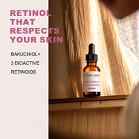 Sérum Triple Rétinoïdes Bakuchiol Anti-Âge Réparateur Cutané Acide Hyaluronique Non Gras Utilisation Nocturne Visage Niacinamide Squalane OEM 30ml