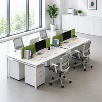 Bureau de travail modulaire moderne blanc pour 4 personnes avec cloison, mobilier de bureau, table de bureau, escritorio