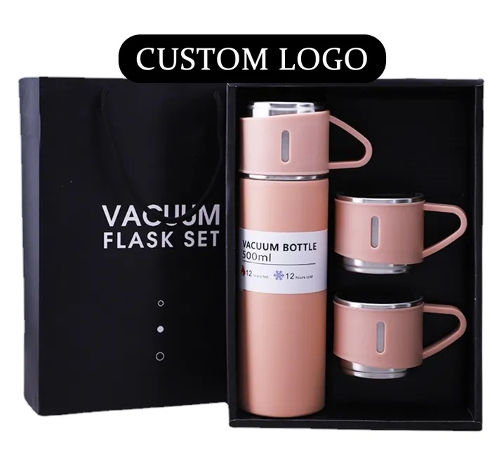 thermal mug gift set with 3 lids wholesale low MOQ 500ml 17oz business Stainless Steel Thermal Mug Gift Set with 3 lids