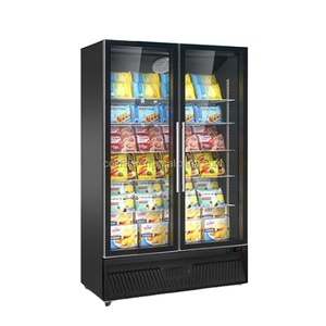 Congélateur vertical à double porte vitrée, température unique, éclairage LED, dégivrage <span class=keywords><strong>automatique</strong></span>, congélateur commercial à froid au bas pour présentation - Product Image 1