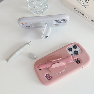 Funda de silicona con diseño de brillo labial y lazo para iPhone 17 16 15 Pro Max, soporte para café, espejo y tinte labial/bálsamo - Product Image 4