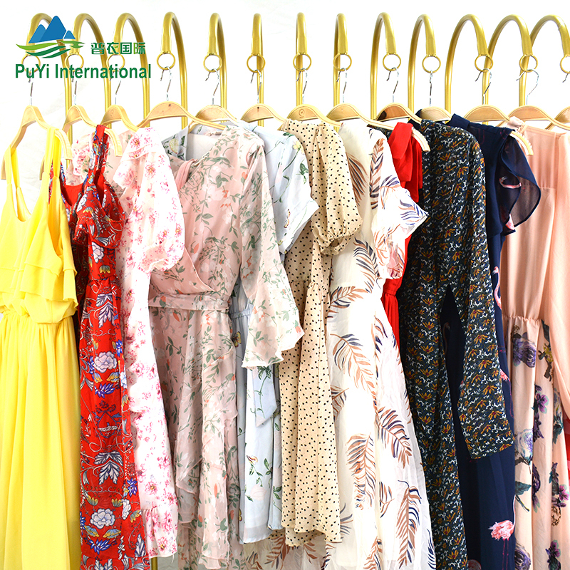 Uk Summer Premium Women's Silk Dress Wholesale Price Floral Printed Ladies Dresses Second Hand Clothes Bale For Canada