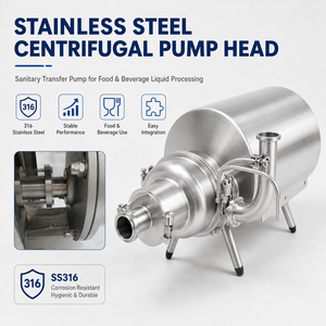 Pompe centrifuge sanitaire industrielle en acier inoxydable 316, débit de 130 m³/h, hauteur de refoulement max. de 70 m, pour la transformation alimentaire et des boissons - Product Image 1