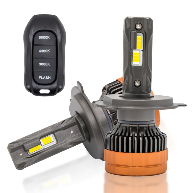 3 Color LED Headlight With Remote Control 3000K/4300K/6000K RGB Flash Led Light H1 H3 9005 9006 H11 H4 Led H7 Auto Car LED Bulb