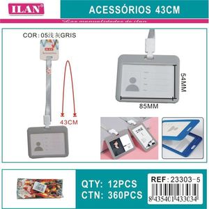 Laccetto Porta Badge Orizzontale ILAN 43Cm Grigio Accessorio Porta Tessera - Product Image 3