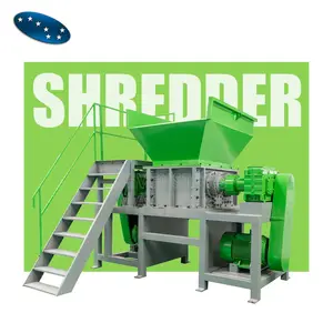 Tự động Bộ phim nhựa Shredder đôi trục máy cho túi chất thải khối duy nhất Châu Âu nhựa Shredder